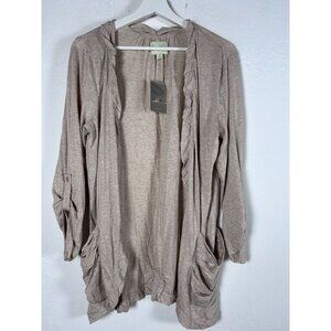 Anthropologie Deletta Womens Ivory Open Front Ruffle Cardigan Sweater Medium New